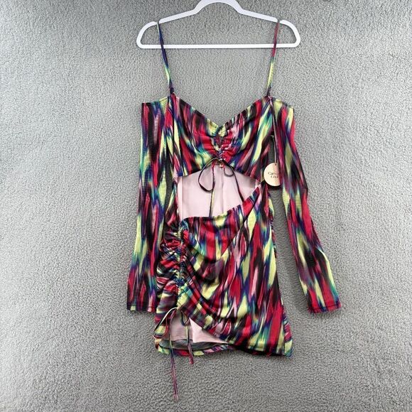 Camila Coelho Vivian Mini Dress Blue Hallucinogen Size Medium NEW - Picture 4 of 16